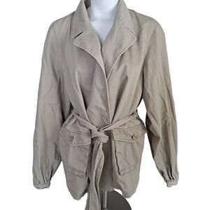 Utility Jacket Japan Sly 12 Tan Beige Belt Pockets Gathered Sleeves Tiny FLAWS